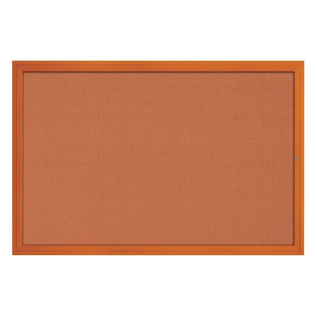 United Visual Products Hinge-less Radius Corkboard, 24"x36", Satin Alum Frame/Keylime UVEB2436R-SATIN-KEYLIME